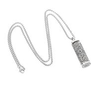 Didiseaon Container Pendant Necklace with Hollow Metal Vial, Buddha True Words Ashes Holder Pendant for Men and Women, Openable Cremation Jewelry for Travel and Memorial Use
