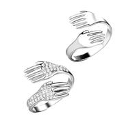 Didiseaon Copper Decorative Finger Ring Couple Rings for Men and Women | Rhinestone Detail, Silver Polished Finish, Romantic Gift for Valentine's Day, Daily Wear, Matching Look