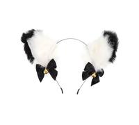 Didiseaon Cosplay Cat Ears Headband with Golden Bell, Plush Fox Ear Hairband for Adults, Party Hair Accessory for Halloween and Costume Events