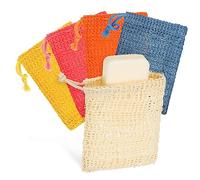 Didiseaon Cotton Linen Soap Bags 10pcs Exfoliating Soap Pouches Drawstring Mesh for Shower Bath Natural Bathroom Accessories Set