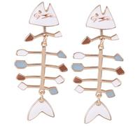 Didiseaon Creative Fish Bone Earrings for Women Alloy Dangle Statement Jewelry Quirky Pendant for Daily Wear Party Prom Travel