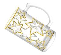 Didiseaon Creative Gold Trimmed Glass Mug with Handle Drop Resistant Drinking Cup for Milk and Water Stylish Star Shaped Design Practical Breakfast and Office Use