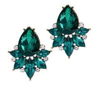 Didiseaon Creative Green Geometric Rhinestone Cluster Drop Earrings for Women Chic Prom Jewelry with Shiny Bling Elegant Formal Party Accessories