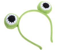 Didiseaon Crochet Headband for Women Knitted Frog Eye Design Stretchy and Elastic Fit Makeup Hair Accessory in Light Green for Holiday Gatherings and Celebration