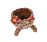 Didiseaon Crude Pottery Succulent Flower Pot with Drainage Compact Ceramic Planter for Indoor Outdoor Gardening Cute Korean Style Air Permeable Flower Container for Succulent Random Color
