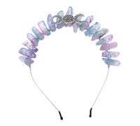 Didiseaon Crystal Sorcerer Crown Headband, Handmade Alloy Goddess Tiara with Hollow Moon and Sun Design, Jelly Color Hair Accessory for Women’s Wedding, Costume, and Festival Decor