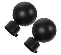 Didiseaon Curtain Rod End Caps 2 Pieces Iron Black for 25-28mm Diameter Curtain Rods Featuring Simple Round Ball Style for Drapery Poles