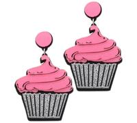 Didiseaon Cute Cupcake Dangle Earrings for Girls 1 Pair Acrylic Food Jewelry Fun Drop Earrings for Women Sweet Dessert Accessory