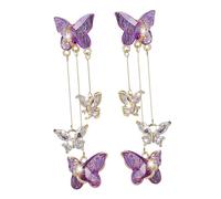 Didiseaon Dainty Butterfly Dangle Earrings for Women Purple Zirconia Crystal Drop Jewelry Fairy-inspired Design for Weddings Proms and Special Occasions Elegant Statement Accessories