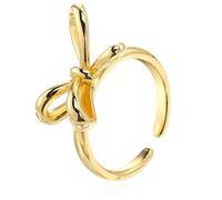 Didiseaon Dainty Copper Bow Open Ring for Women Adjustable Stackable Finger Jewelry with Polished Finish Luxurious Statement Accessory for Various Occasions