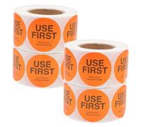 Didiseaon Day Dots Food Labels Use First Stickers 4 Rolls Orange Adhesive Labels for Restaurant and Home Food Storage with Copper Plate Sticker Material and Visual Reminder