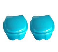 Didiseaon Denture Storage Box 2pcs with Strainer Filter and Hinge Portable Plastic Denture Case Leakproof for Soaking and Travel Use Random Color