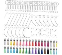 Didiseaon DIY Acrylic Keychain Blanks Set with Dog Bone Pendant Random Styles Smooth Edges Lightweight Handmade Key Ring Supplies for Creative Tassel Keychain Accessories Craft Projects