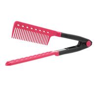 Didiseaon DIY Salon V-Shaped Hairdressing Comb Clip-on Style for Straightening and Styling Portable Hair Straightener Comb for Messy or Curly Hair Black Rose Red