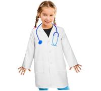 Didiseaon Doctor Coat with Working Stethoscope Breathable Cotton Lab Coat for Role Play Scientist Costume with Pockets for Dress Up and Cosplay Events