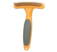 Didiseaon Dog Grooming Rake with Double Row Metal Teeth Ergonomic Non-slip Handle Pet Hair Brush for Shedding and Dematting Comfortable Massage Comb for Dogs and Cats Orange