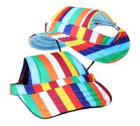 Didiseaon Dog Hat and Pet Baseball Cap Set Outdoor Sun Protection Dog Hats Size l Rainbow Black Brim Blue Striped Design for Sports and Travel