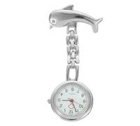 Didiseaon Dolphin Shaped Nurse Pocket Watch Brooch for Staff Rounds | Silver Alloy Metal, Lightweight Hands Free Viewing, Lapel Pin Accessory for Scrubs and Patient Checks