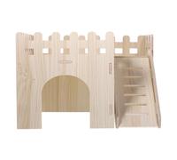 Didiseaon Double Deck Hut Small Pets Hideout House Unique Design Promotes Clean Healthy Living Environment Solid Wood with Climbing Ladder Pet Cage Hideout for Hedgehogs Guinea Pigs