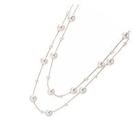 Didiseaon Double Layer Faux Pearl Necklace for Women Long Simulated Pearl Choker Jewelry Elegant White Beaded Accessory for Weddings Birthdays and Special Occasions