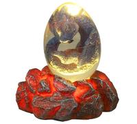 Didiseaon Dragon Egg with Lighted Lava Base Resin Figurine 2Pcs Set Purple Dinosaur Eggs Home Decoration Night Light Display for Collectors and