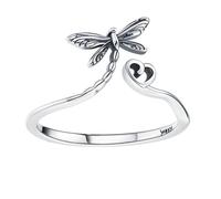 Didiseaon Dragonfly Heart Shape Open Ring for Women Sterling Silver Fashion Jewelry Unique Finger Decor for Parties Special Occasions Chic Comfortable Design
