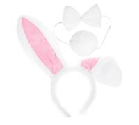 Didiseaon Easter Bunny Costume Accessories Animal Themed Bunny Ears Headband with Bowtie and Tail Cute Pink Faux Party Dress Up for Adults for Easter Cosplay and Festive Celebrations