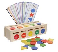 Didiseaon Educational Wooden Color and Shape Sorter for Year Old Compact Montessori Learning Playset for Hand Eye Coordination and Cognitive Development with Blocks