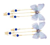 Didiseaon Elegant Blue Tassel Butterfly Hairpins for Chinese Style Decorative Hair Clips Aesthetic Hair Accessories for Festivals Parties Photography Unique Gift