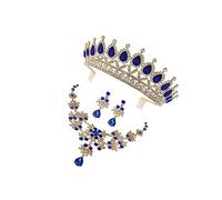 Didiseaon Elegant Crown Necklace Earring Set for Women Wedding Dress Accessories Party Costume Jewelry Three Piece Alloy Craftsmanship