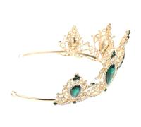 Didiseaon Elegant Green Baroque Style Girl Crown Headdress Made of Alloy, Featuring a Unique Crown Appearance and Delicate Design, for Weddings and Celebrations