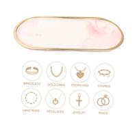 Didiseaon Elegant Pink Porcelain Jewelry Display Plate with Marble Pattern Small Shallow Storage Tray for Adorable Nordic Style Accessories Crack-resistant Ceramic Vanity Organizer