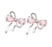 Didiseaon Elegant Pink Zircon Bow Earrings for Women and Stylish Lightweight Studs for Birthday Wedding Christmas and Party Wear Delicate Bowknot Design Jewelry Accessory