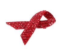 Didiseaon Elegant Red Ribbon Lapel Pin Rhinestone Brooch Breast Cancer Awareness Symbol for Women World Aids Day Support Secure Brooch Pin Accessory for Sweaters