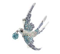Didiseaon Elegant Swallow Brooch Pin for Women, Blue Rhinestone Bird-Shaped Alloy Lapel Badge, Artistic Animal Jewelry Accessory for Dress and Decoration