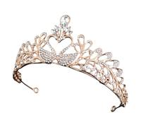 Didiseaon Elegant Swan Modeling Tiara Crown for Special Occasion, Golden Alloy Bridal Headpiece with Rhinestone, Wedding and Performance Accessory