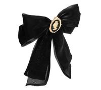 Didiseaon Elegant Women Brooch Pin Bow Tie Made of Organza and Metal, Easy to Use Dual Use Lapel Pin for Banquet and Party Accessories, Classic Fashionable Black Brooch for Dress