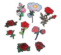 Didiseaon Embroidered Iron on Patches Wear-Resistant Compact Patches Rose Shaped 9pcs Decorative Yarn Flower Pattern for Clothes and Shoes for Shopping Mall or Clothes Shop Use