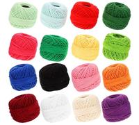 Didiseaon Embroidery Cotton Thread Set 16 Rolls 45m Per Spool Assorted Solid Colors for Cross Stitch DIY Hand and Machine Sewing