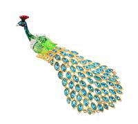 Didiseaon Enameled Peacock Trinket Box with Crystal Rhinestones, Hinged Small Jewelry Organizer for Rings and Earrings, Green Decorative Keepsake for Women