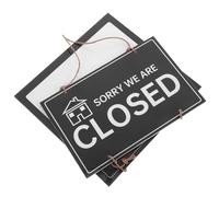 Didiseaon Erasable Double Sided Open Closed Sign Black Glass Plastic Wood Hanging Door Sign Vibrant Colors Simple Design Decorative Business Hours Display for Clubs Pub