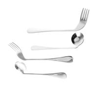 Didiseaon Ergonomic Angled Spoon and Fork Set for Seniors 4-Piece Adaptive Eating Utensils Lightweight and Comfortable to Hold for Disabled and Bedridden Individuals
