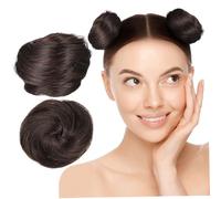 Didiseaon Fake Hair Bun Claw Clip Set 2 Pieces Deep Brown Mini Bun Hair Donut Clip-in for Women Girls