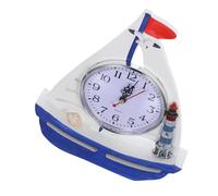 Didiseaon Feng Shui Sailboat Clock Wooden Nautical Decor Silent Quartz Mechanism Elegant Mediterranean Style Boat Figurine for Bedroom Living Shelves