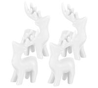 Didiseaon Figurines Elegant Delicate Porcelain Animal Statues Deer White Ceramic 4pcs Home Decoration Set Creative Desktop Ornaments for Indoor Display