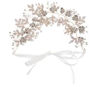 Didiseaon Floral Bride Hair Accessories Elegant Rhinestone Wedding Hairpiece Grecian Leaf Headband for Updo Bridal Hair Jewelry