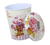 Didiseaon Flower Pattern Cookie Storage Box Lid Food Grade Iron Decorative Tin for Biscuits Candies Chocolates and Small Airtight Jar for Kitchen and Desktop Organisation