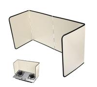 Didiseaon Folding Galvanized Heat Shield Oil Splatter Guard for Gas Cooker Stove Non Stick Surface Kitchen Splash Screen with Edge Grip for Easy Handling and Quick Installation Beige
