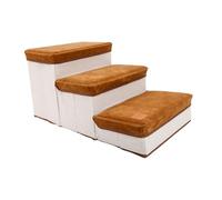 Didiseaon Folding Pet Dog Stair Ladder Steps Portable Puppy Staircase with Sturdy Base Easy Assembly for Small and Medium Dogs and Cats Brown