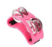 Didiseaon Foot Tambourine Percussion Musical Instrument with Metal Jingle Bells Pink Durable Strap for Acoustic and Jam Sessions Compact Design Bright Melodious Sound